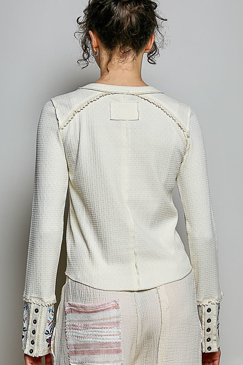 Little Darling Floral Embroidered Henley - Westly