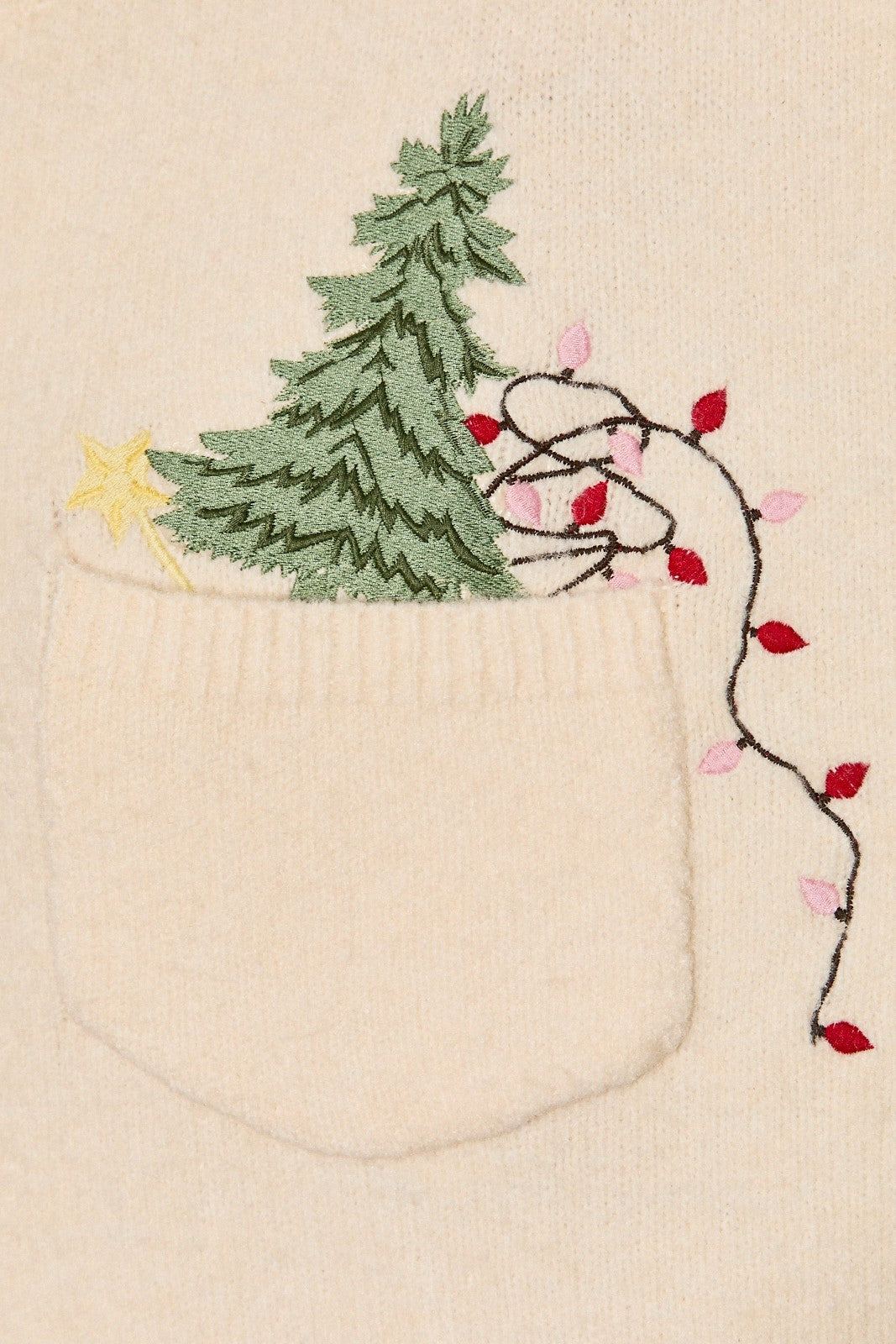 Little Traditions Christmas Tree Pocket Sweater in Cream — product photo 06
