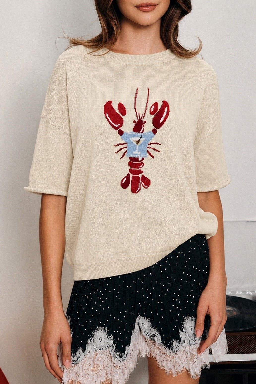 Lobster Social Short Sleeve Sweater - Westly
