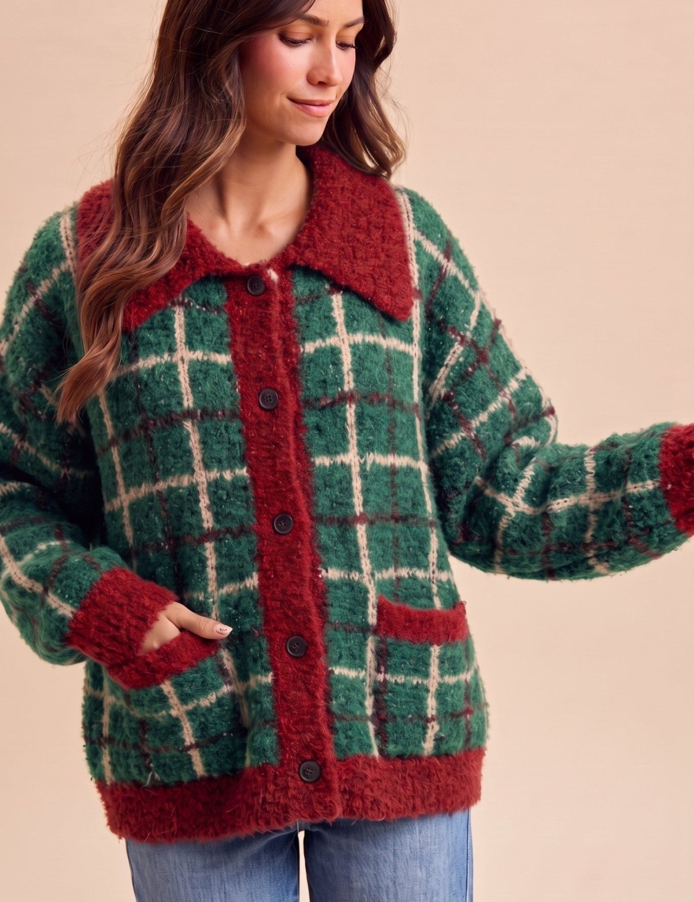 Loch Lomond Fuzzy Plaid Cardigan - Westly