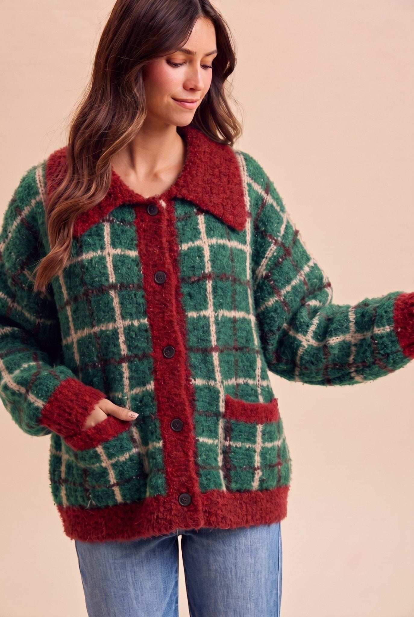 Loch Lomond Fuzzy Plaid Cardigan - Westly
