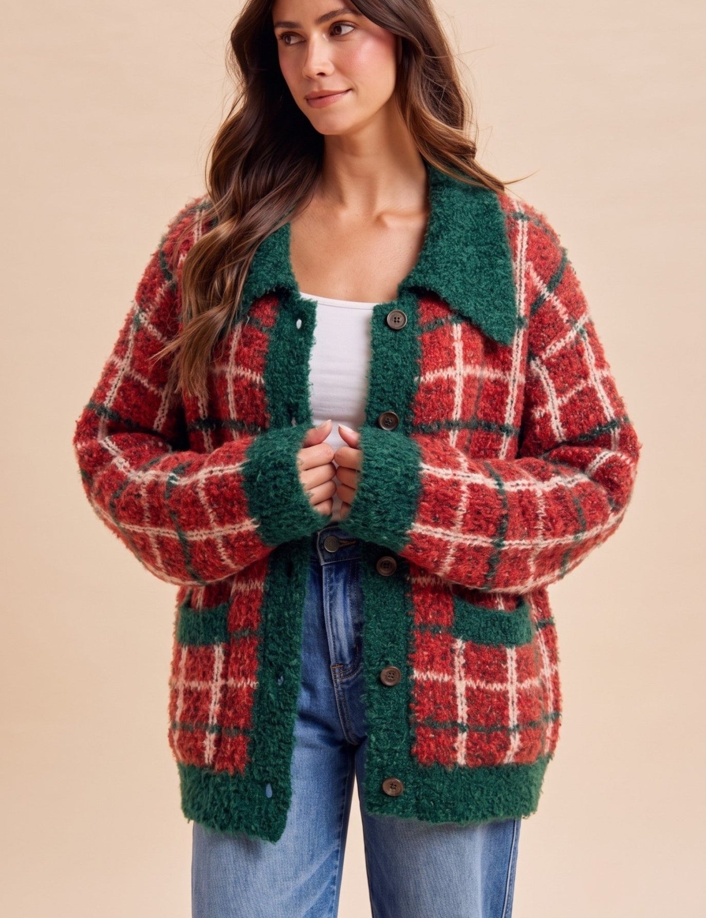 Loch Lomond Fuzzy Plaid Cardigan - Westly