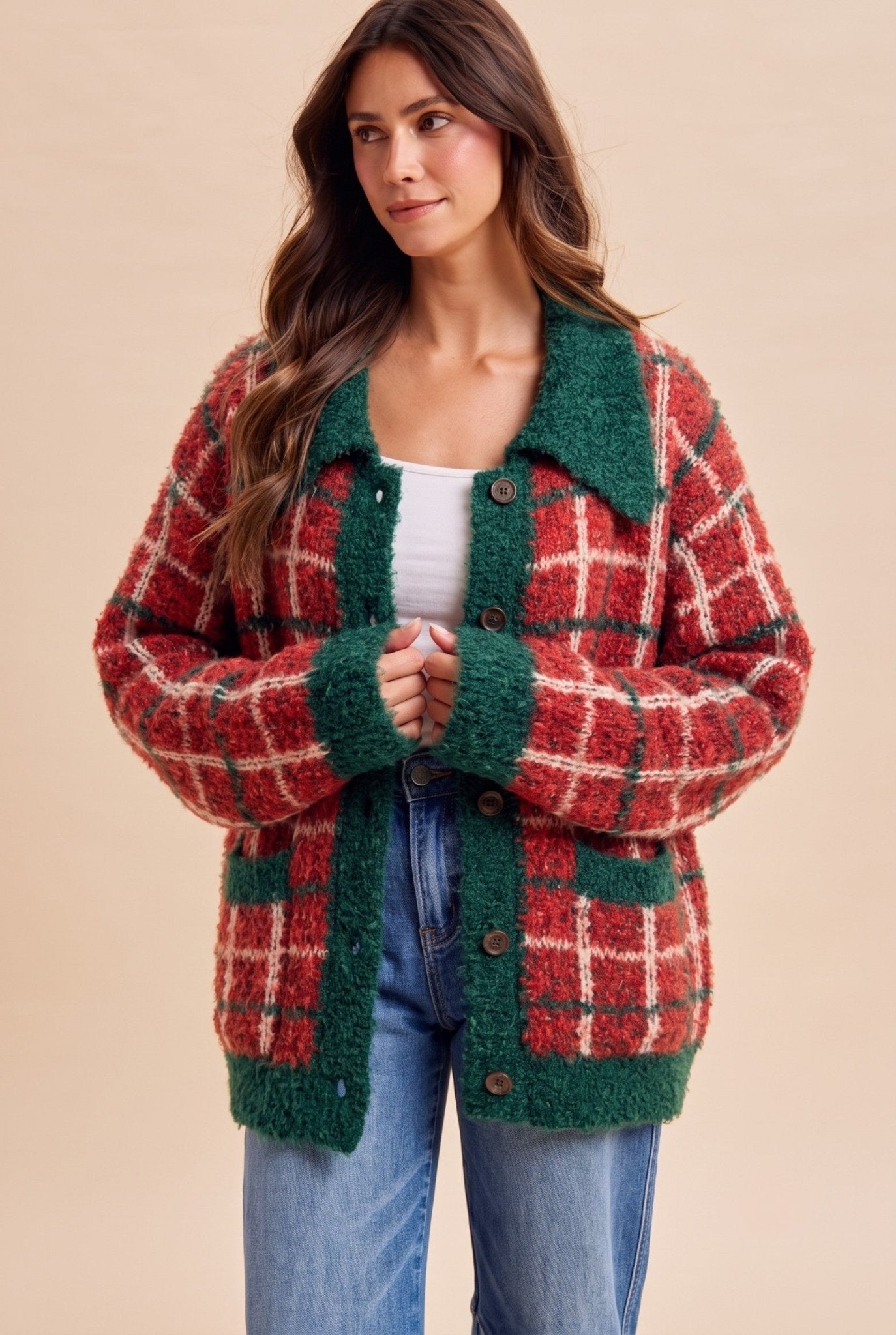 Loch Lomond Fuzzy Plaid Cardigan - Westly