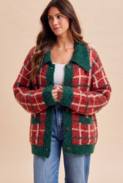 Loch Lomond Fuzzy Plaid Cardigan - Westly