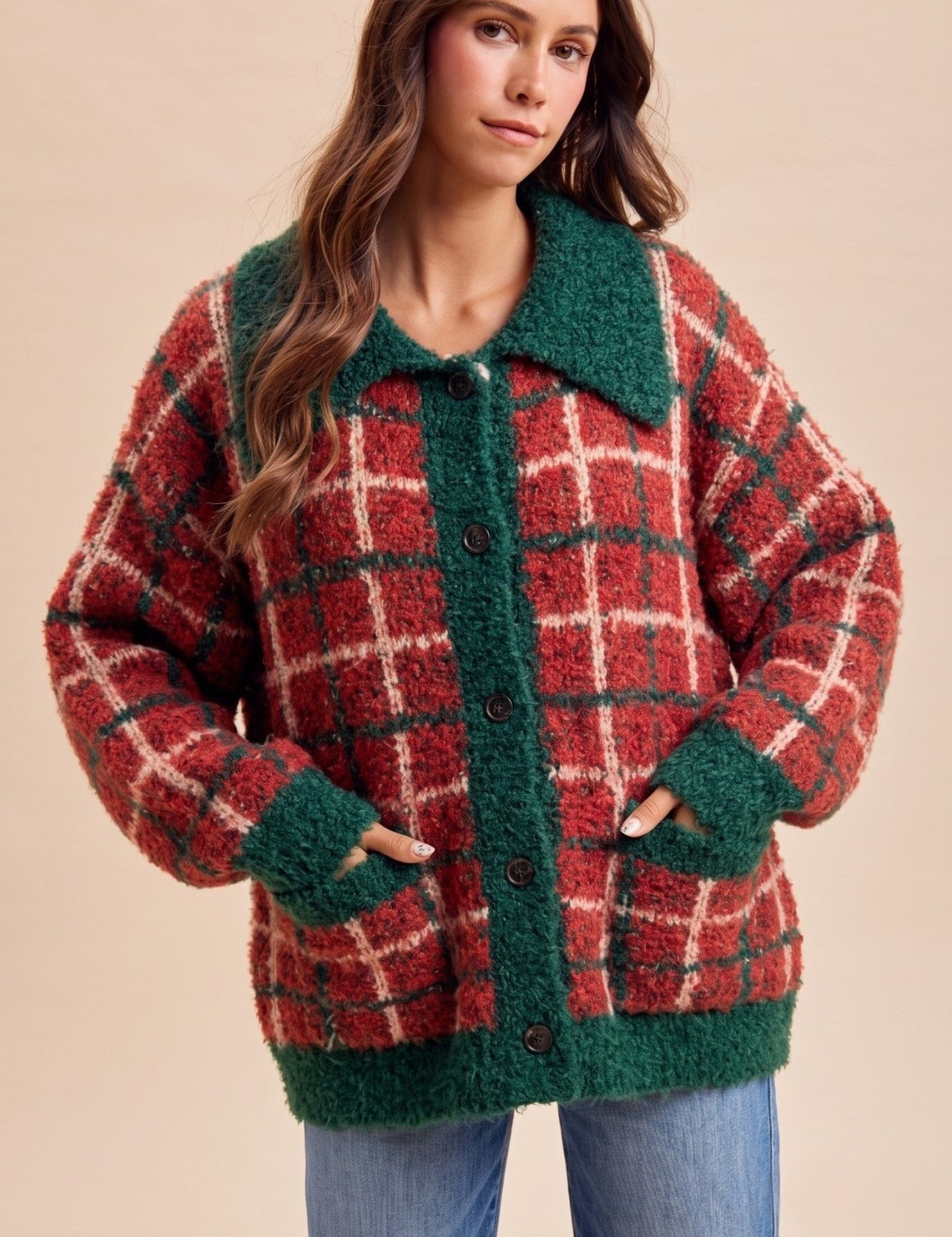 Loch Lomond Fuzzy Plaid Cardigan - Westly