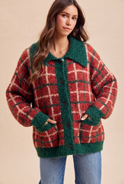 Loch Lomond Fuzzy Plaid Cardigan - Westly