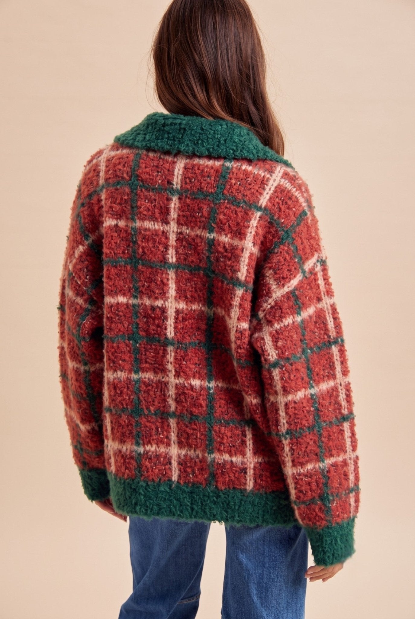 Loch Lomond Fuzzy Plaid Cardigan - Westly