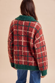 Loch Lomond Fuzzy Plaid Cardigan - Westly