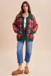Loch Lomond Fuzzy Plaid Cardigan - Westly