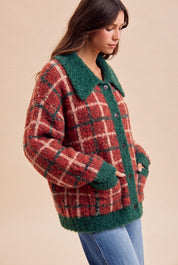 Loch Lomond Fuzzy Plaid Cardigan - Westly