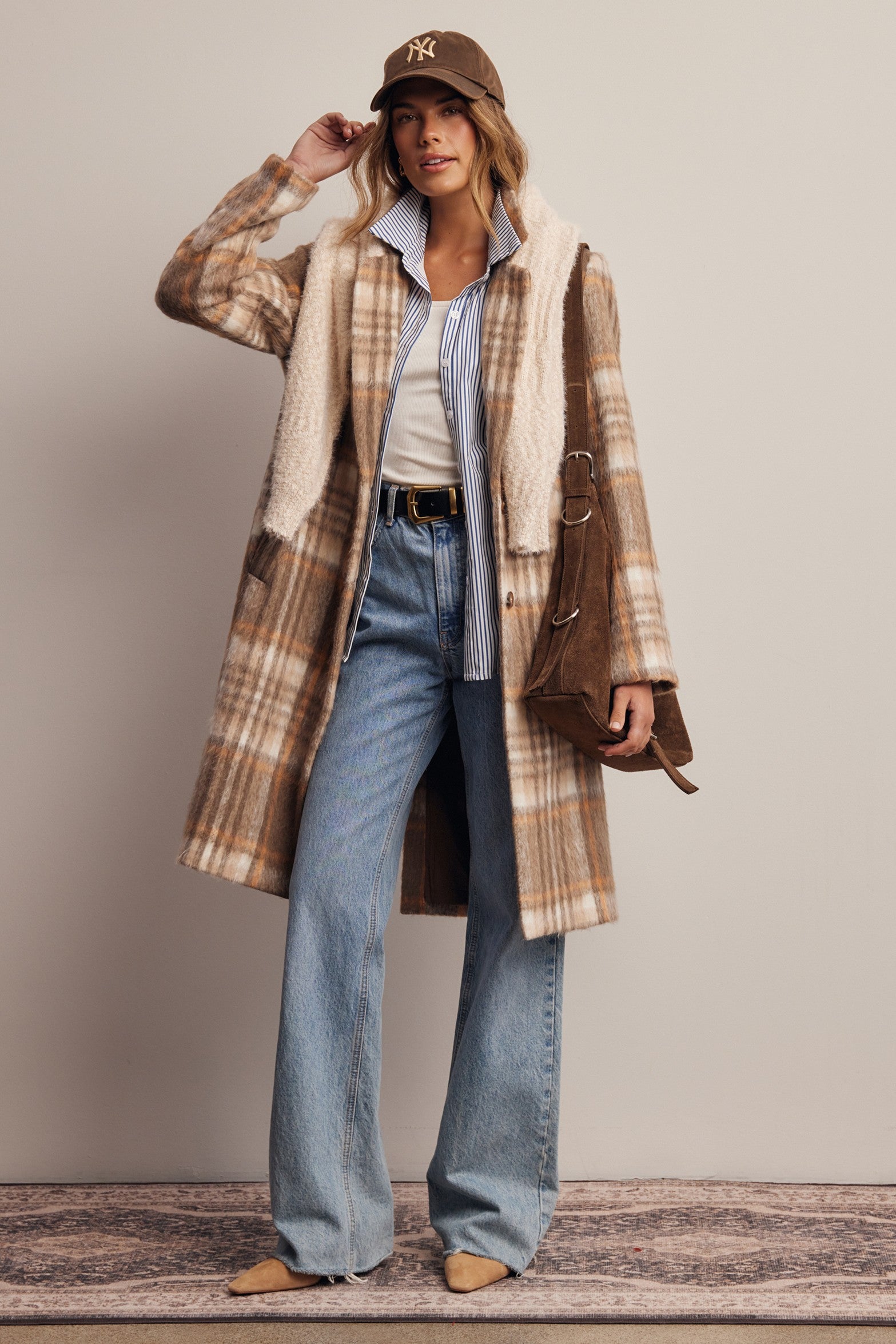 Lodgekeeper Plaid Long Coat in Macchiato, photo 3