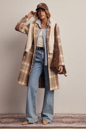 Lodgekeeper Plaid Long Coat in Macchiato, photo 3