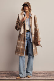 Lodgekeeper Plaid Long Coat in Macchiato, photo 4