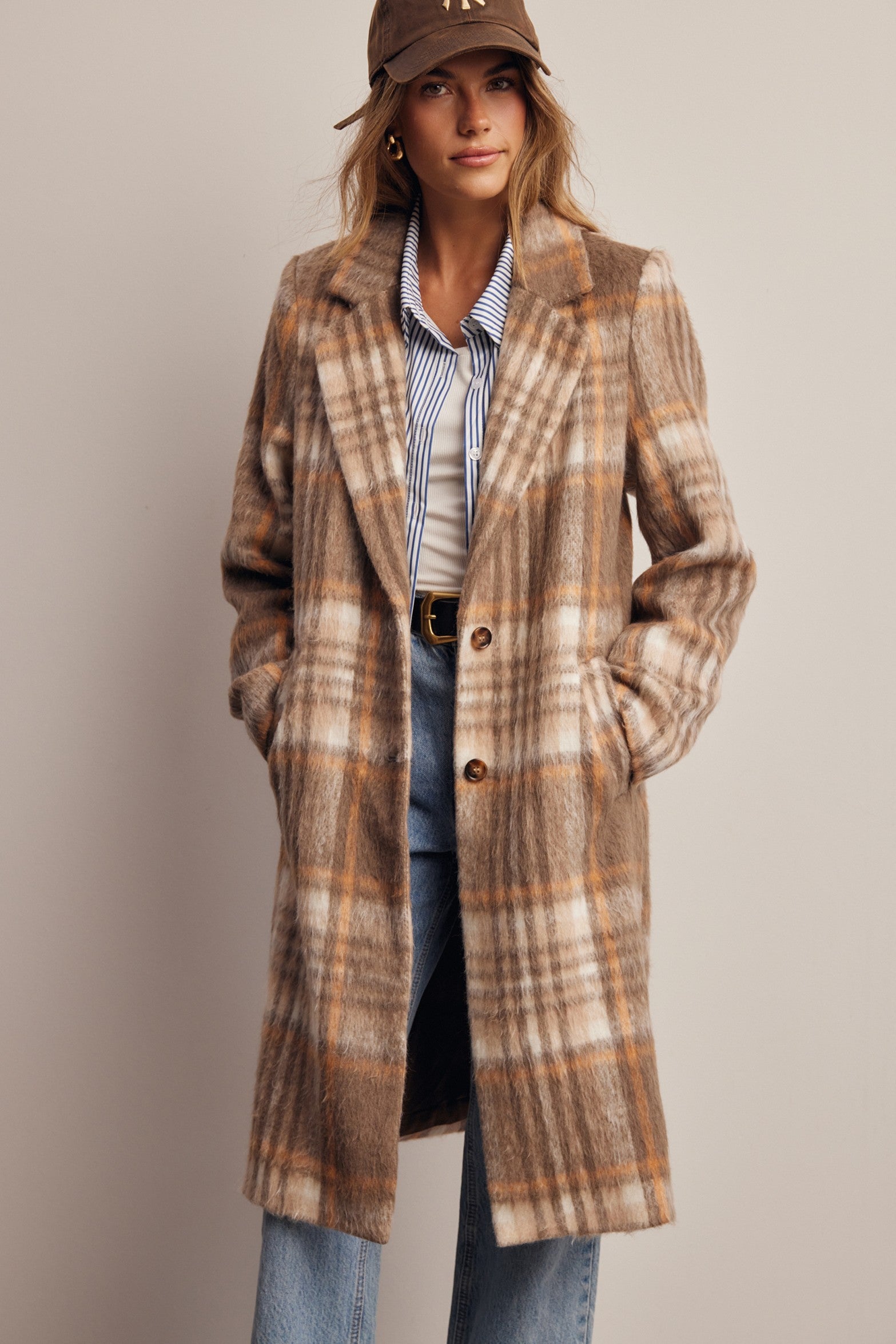 Lodgekeeper Plaid Long Coat in Macchiato, photo 11