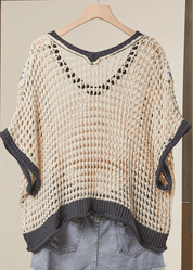 Lola Crochet Patchwork V - Neck Short Sleeve Top - Westly