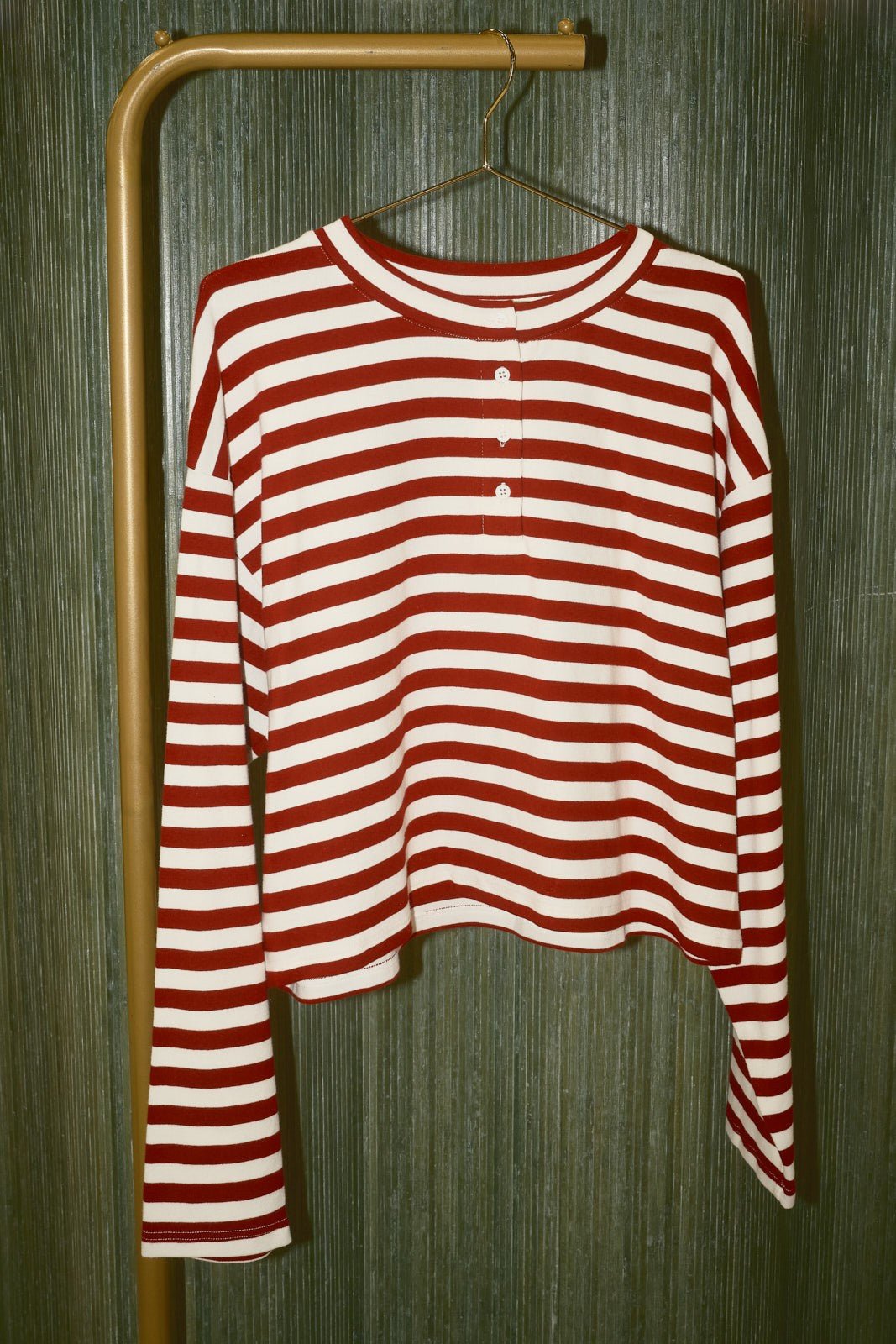 Long Weekend Striped Henley Lounge Top - Westly
