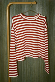 Long Weekend Striped Henley Lounge Top - Westly