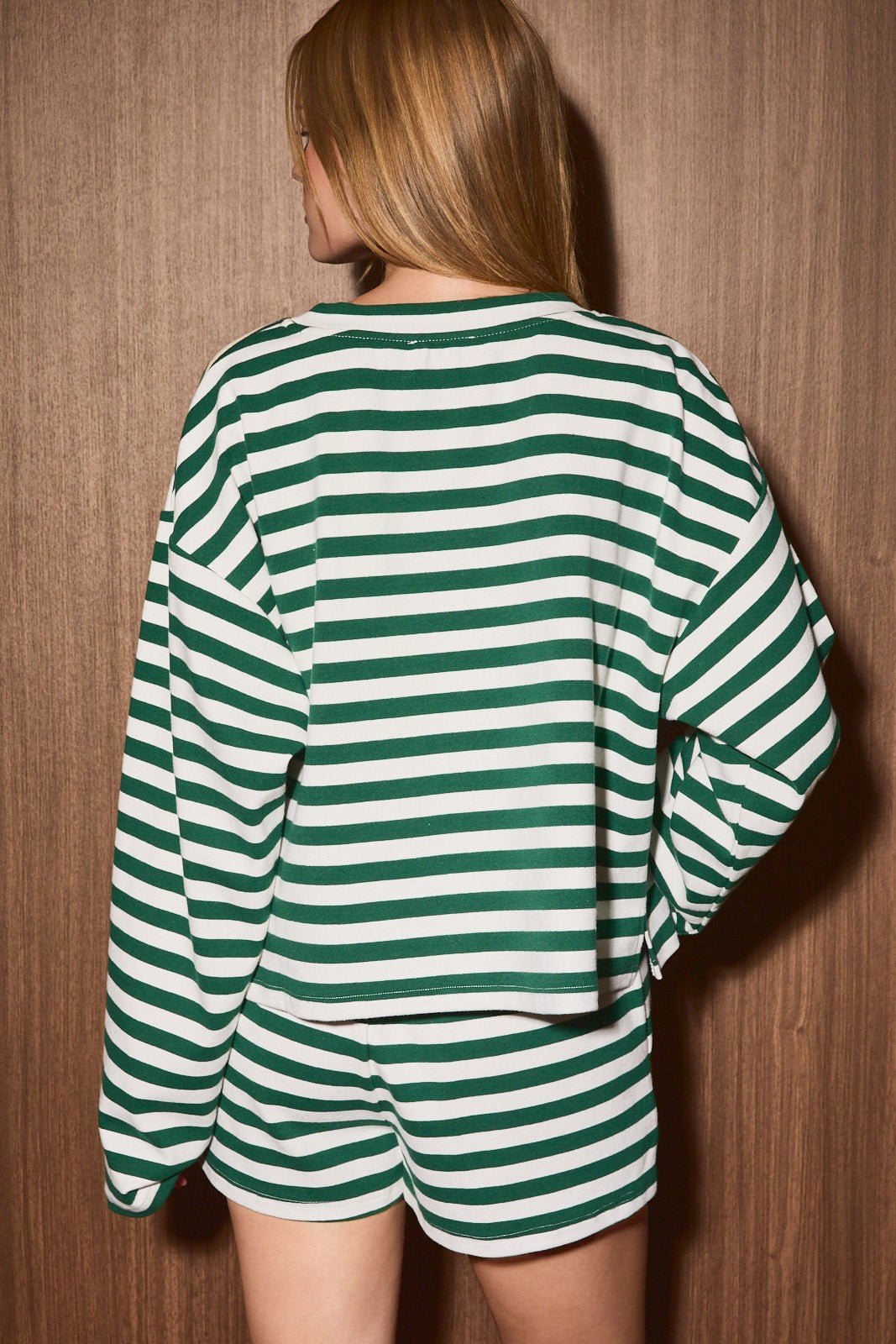 Long Weekend Striped Henley Lounge Top - Westly