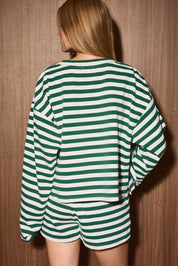 Long Weekend Striped Henley Lounge Top - Westly