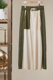Loom Lace Accents Patchwork Maxi Pants - Westly