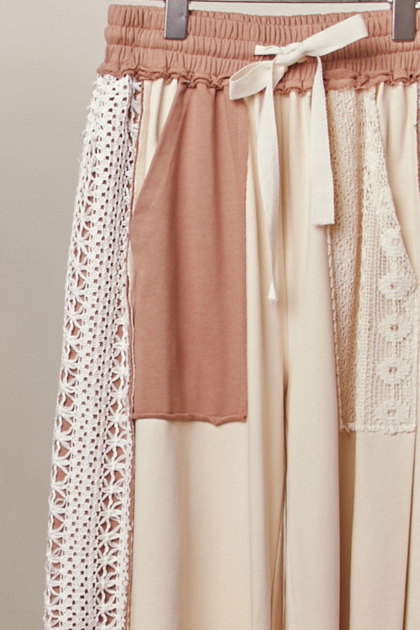 Loom Lace Accents Patchwork Maxi Pants - Westly