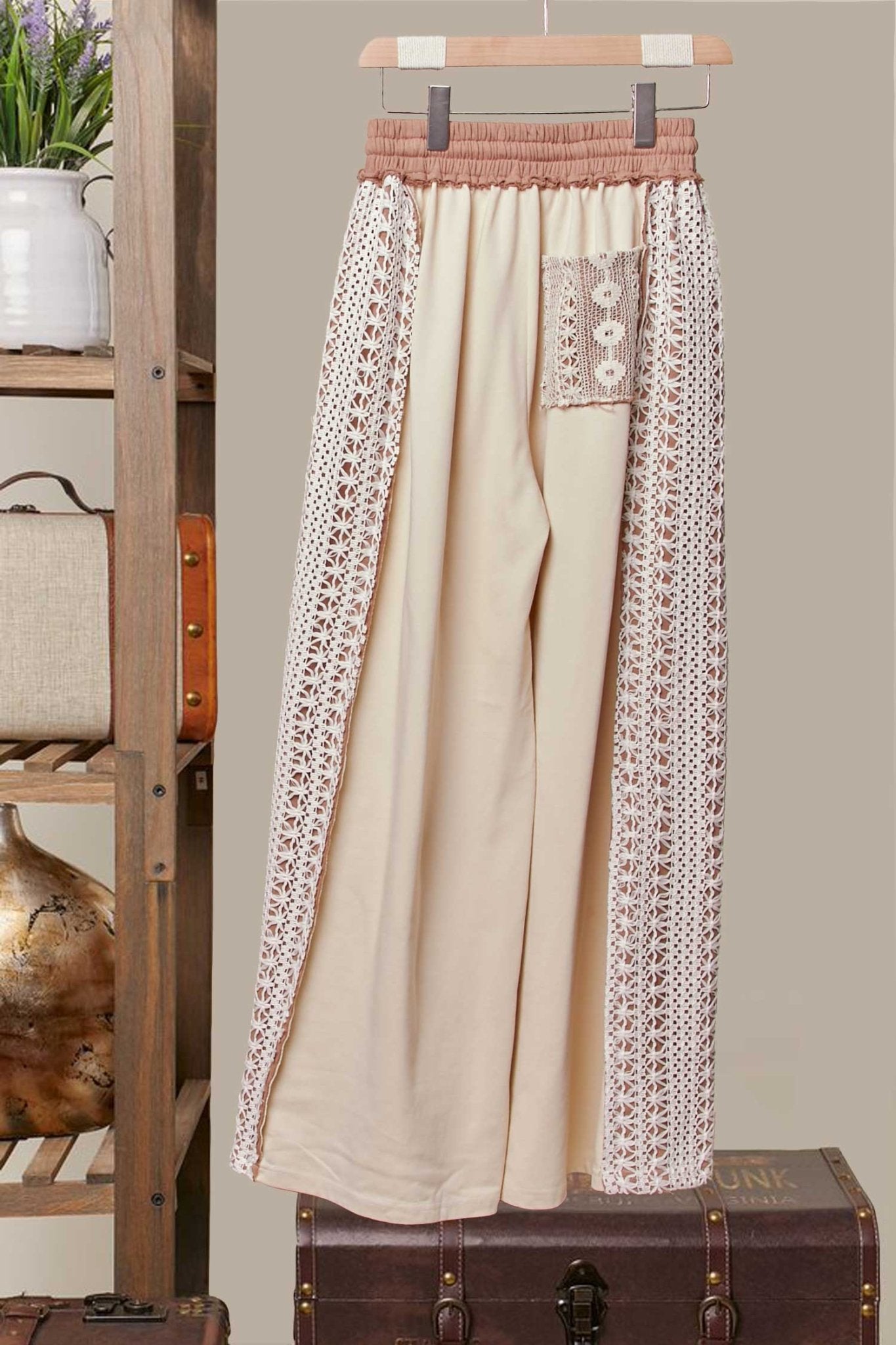 Loom Lace Accents Patchwork Maxi Pants - Westly