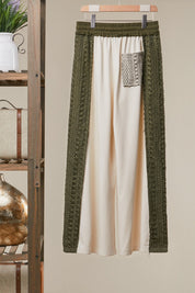 Loom Lace Accents Patchwork Maxi Pants - Westly