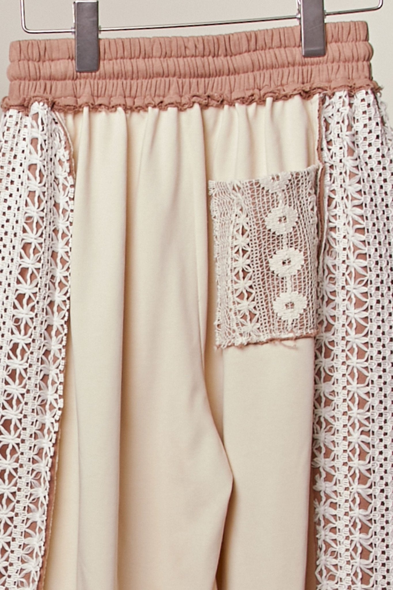 Loom Lace Accents Patchwork Maxi Pants - Westly