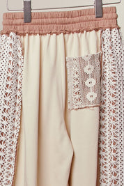Loom Lace Accents Patchwork Maxi Pants - Westly