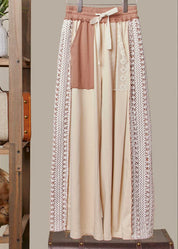Loom Lace Accents Patchwork Maxi Pants - Westly