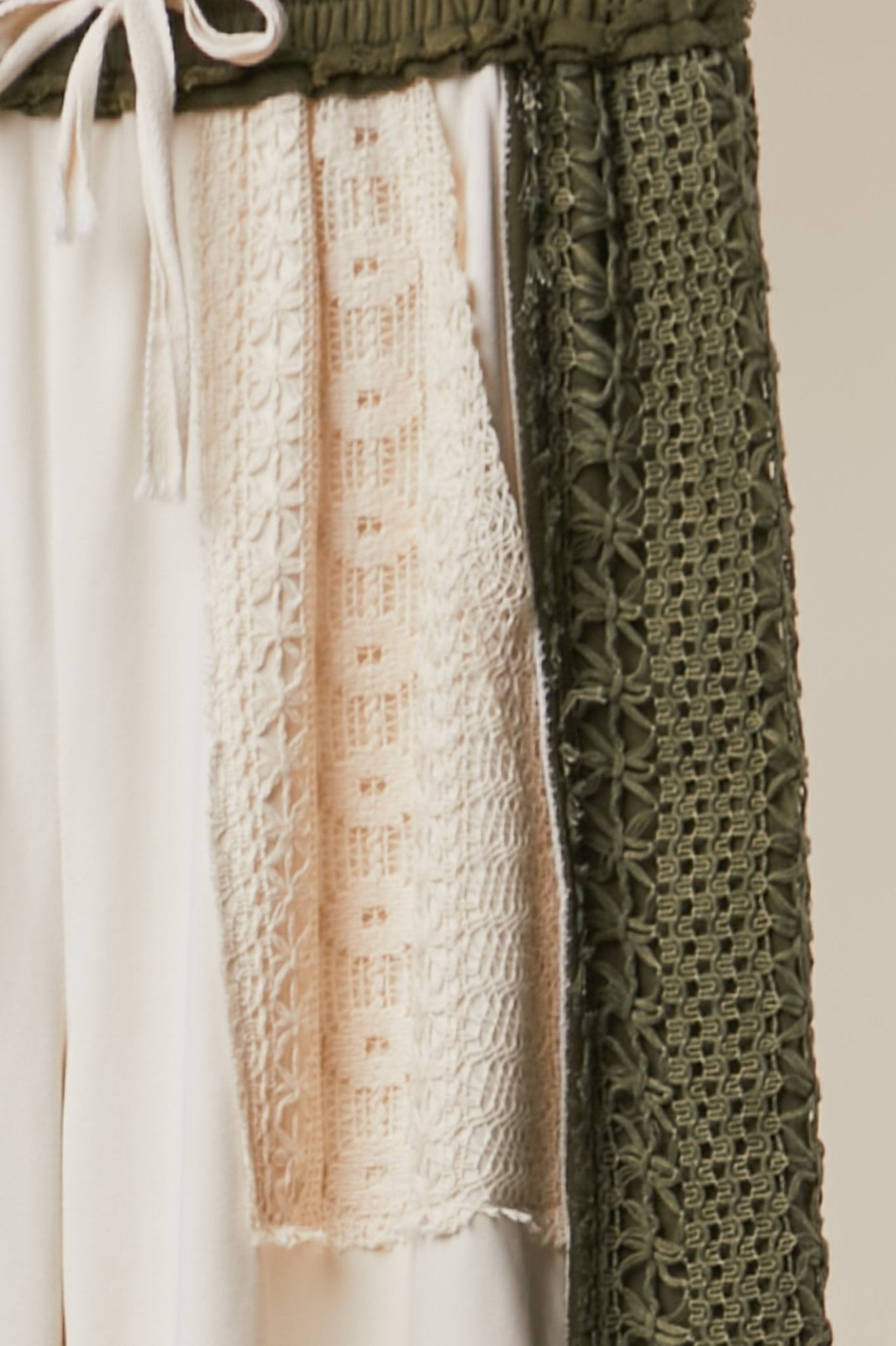 Loom Lace Accents Patchwork Maxi Pants - Westly
