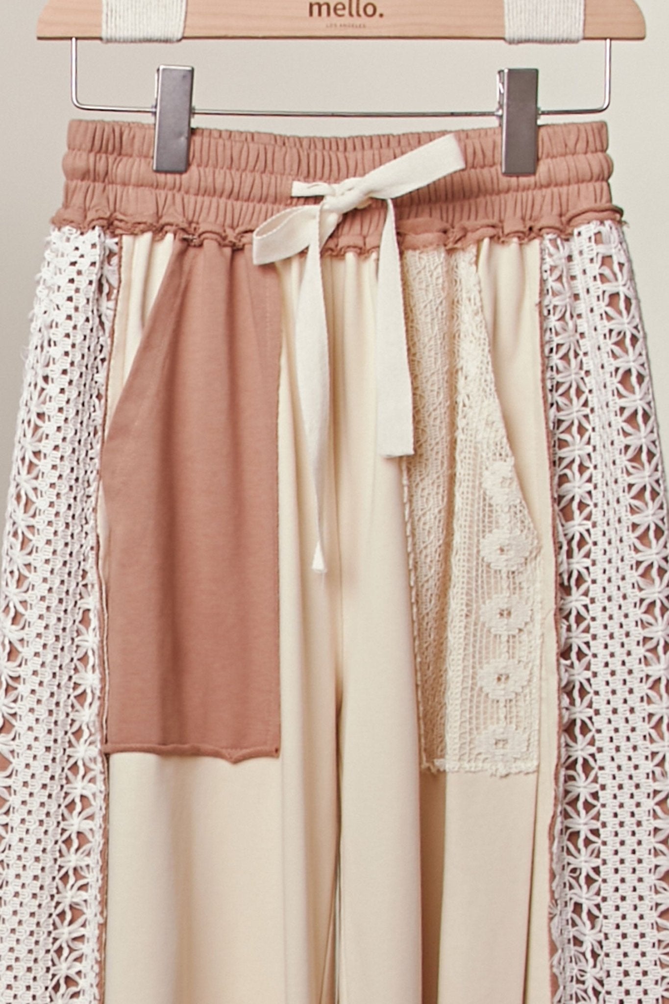 Loom Lace Accents Patchwork Maxi Pants - Westly