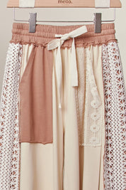 Loom Lace Accents Patchwork Maxi Pants - Westly