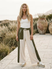 Loom Lace Accents Patchwork Maxi Pants - Westly