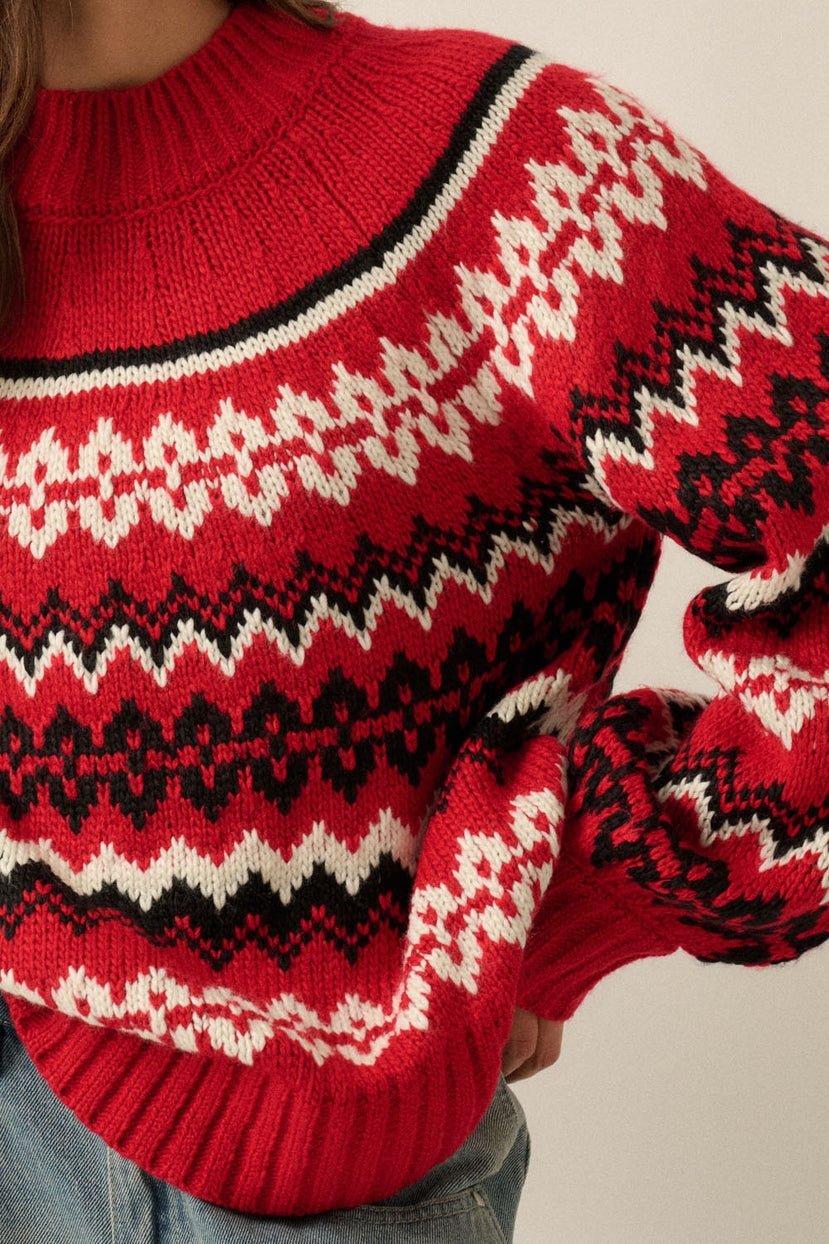 Los Olivos Raglan-Sleeve Mock-Neck Sweater - Westly