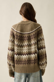 Los Olivos Raglan-Sleeve Mock-Neck Sweater - Westly