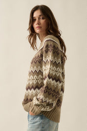 Los Olivos Raglan-Sleeve Mock-Neck Sweater - Westly