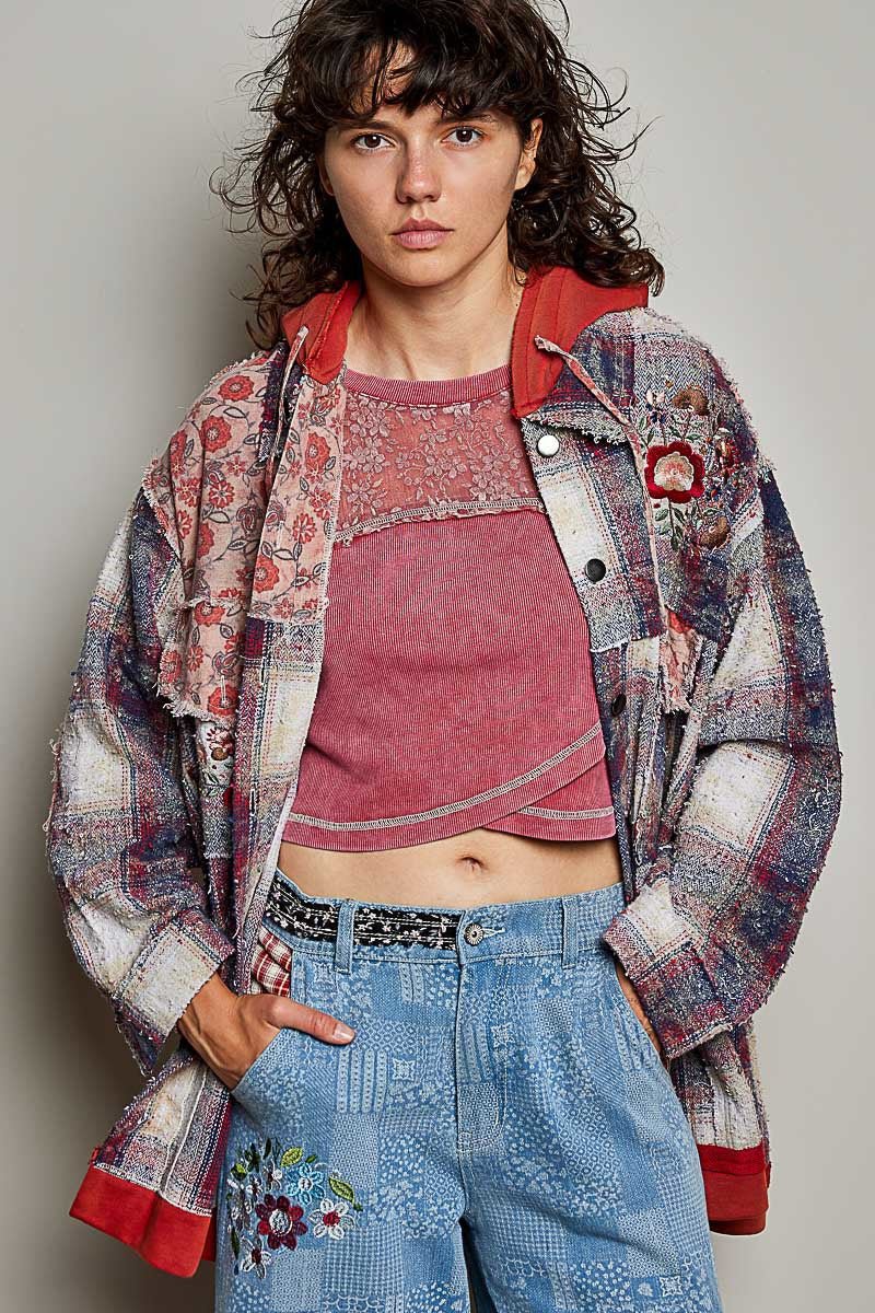 Lost & Found Floral Embroidered Hooded Jacket - Westly