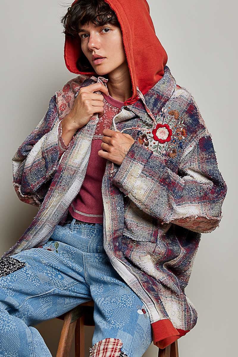 Lost & Found Floral Embroidered Hooded Jacket - Westly