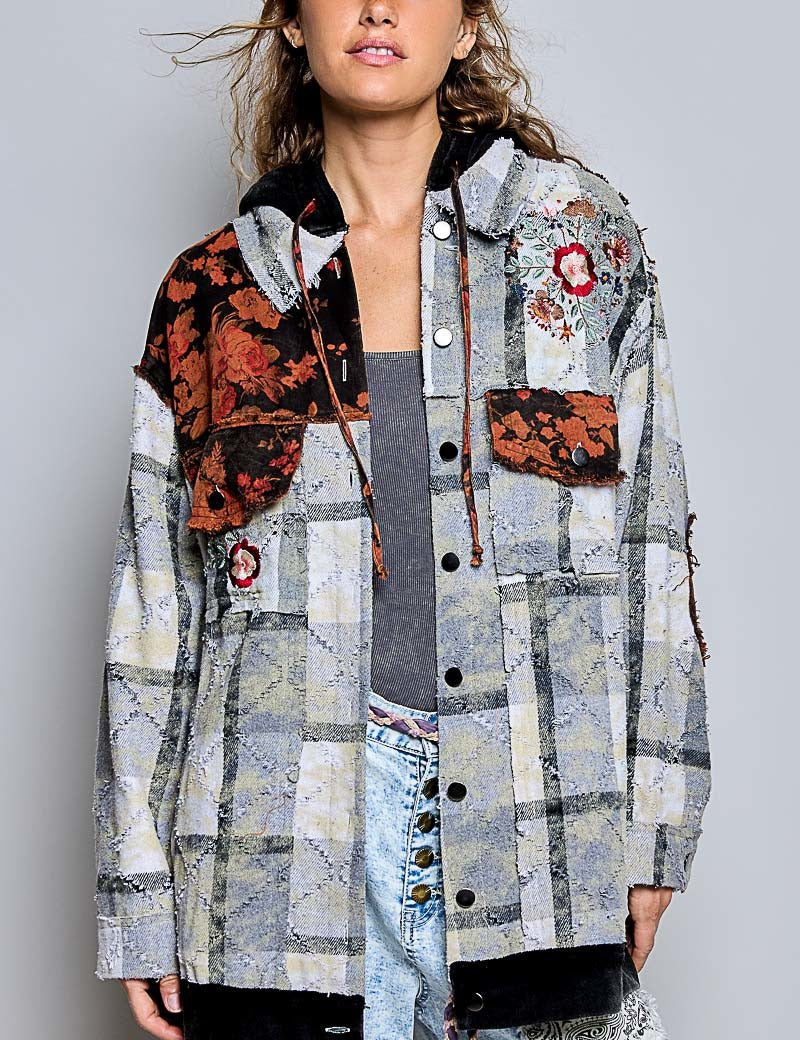 Lost & Found Floral Embroidered Hooded Jacket - Westly