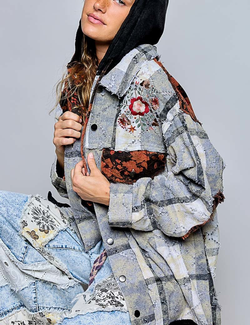 Lost & Found Floral Embroidered Hooded Jacket - Westly