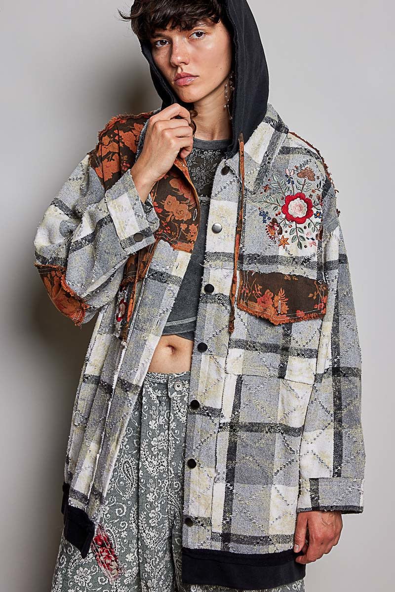 Lost & Found Floral Embroidered Hooded Jacket - Westly