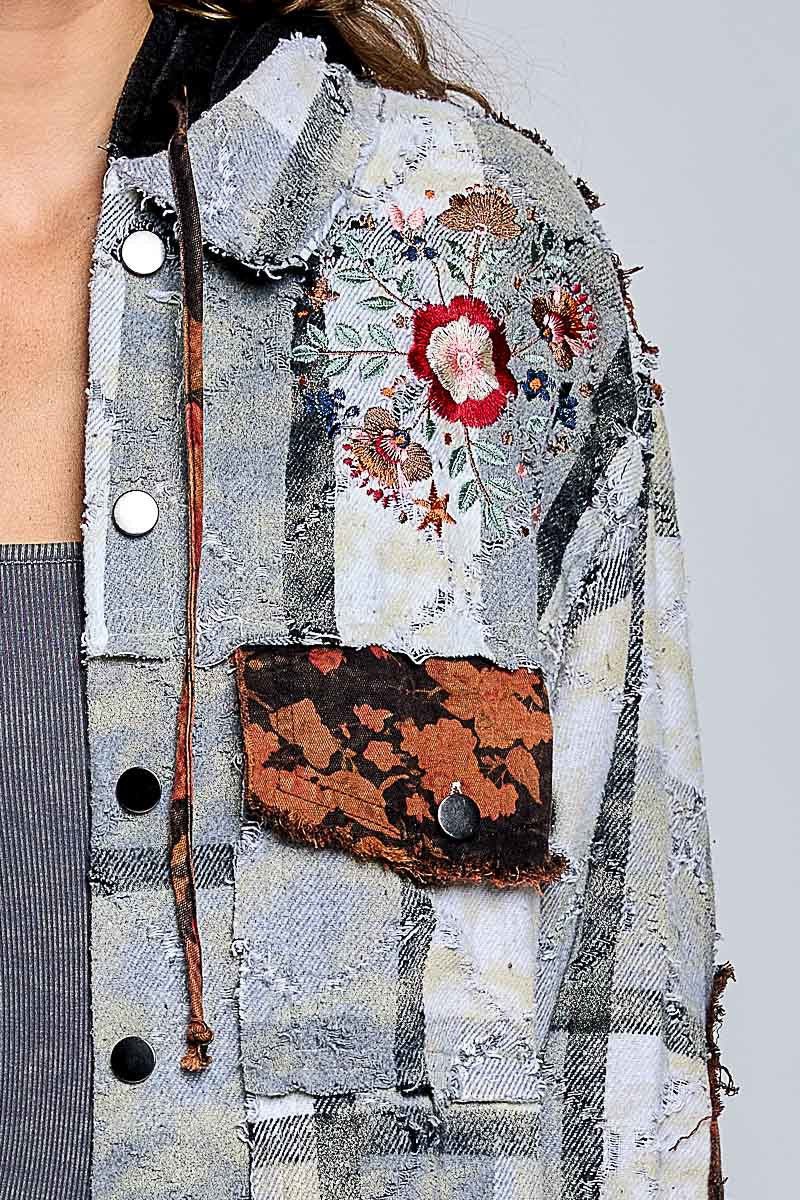 Lost & Found Floral Embroidered Hooded Jacket - Westly