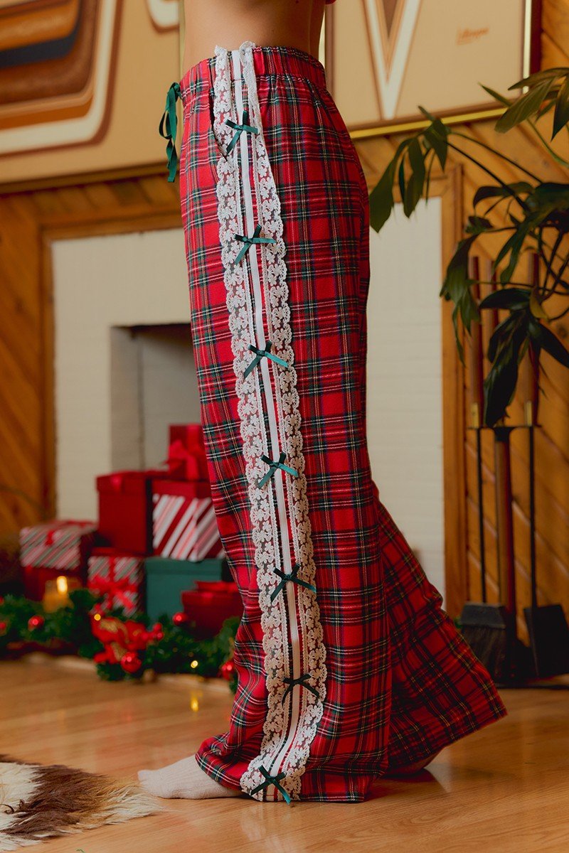 Louisa Lace and Bow Plaid Pants - Westly