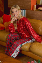 Louisa Lace and Bow Plaid Pants - Westly