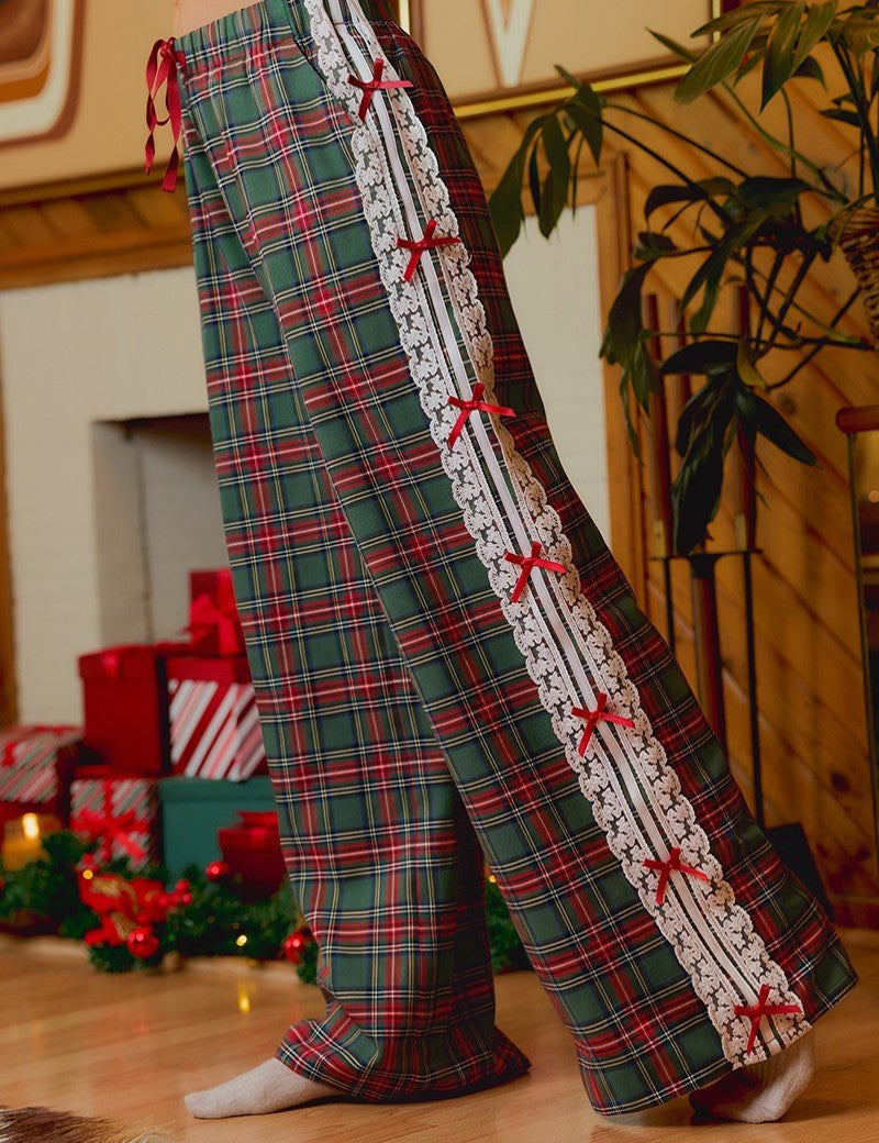Louisa Lace and Bow Plaid Pants - Westly