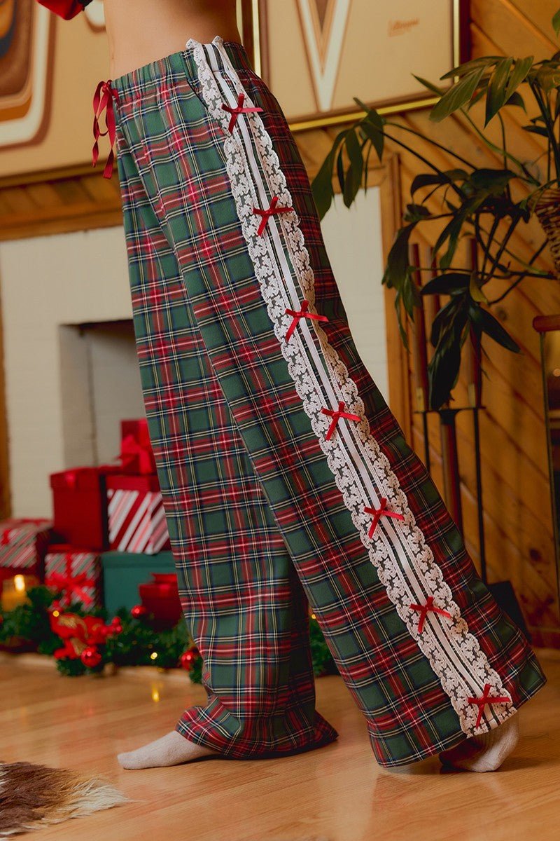 Louisa Lace and Bow Plaid Pants - Westly