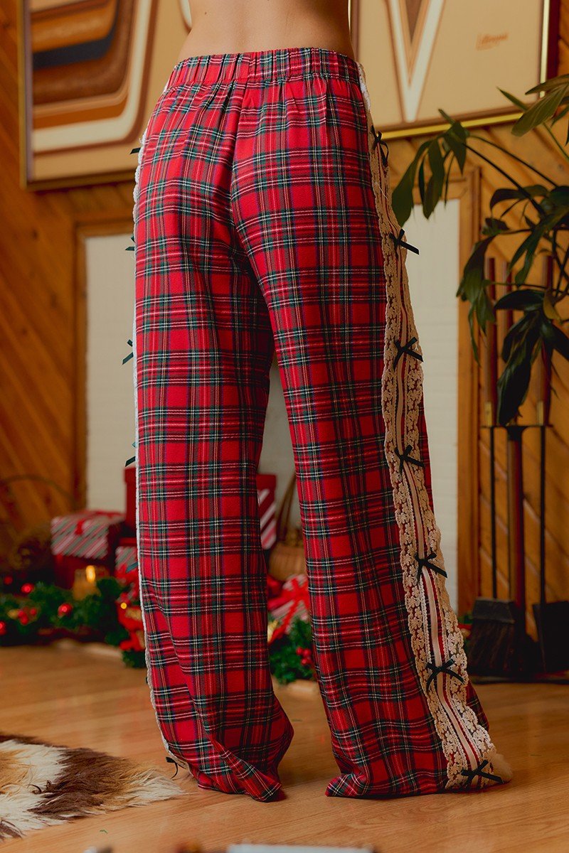 Louisa Lace and Bow Plaid Pants - Westly