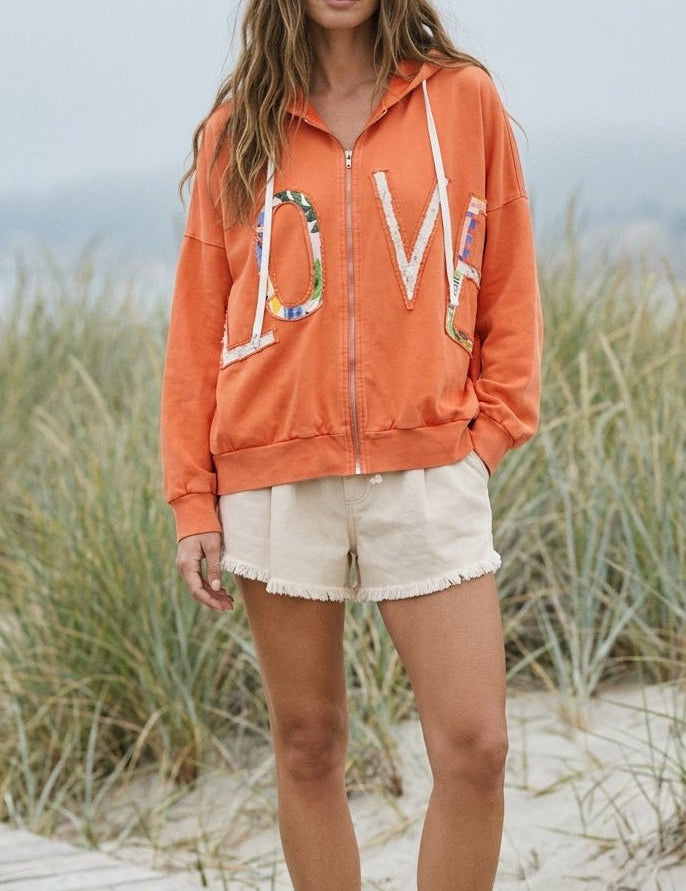 Love Letter Patchwork Zip - Up Hoodie - Westly