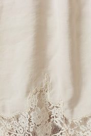 Lovelace Lace Hem Button Down - Cream